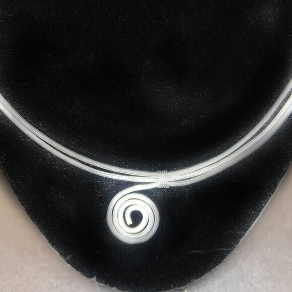 Hammered Stainless Steel Choker (bib) on Satin Cord - Picture 9 of 13